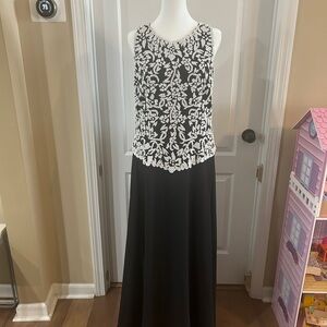 J Kara Black Dress with White Lace Accents